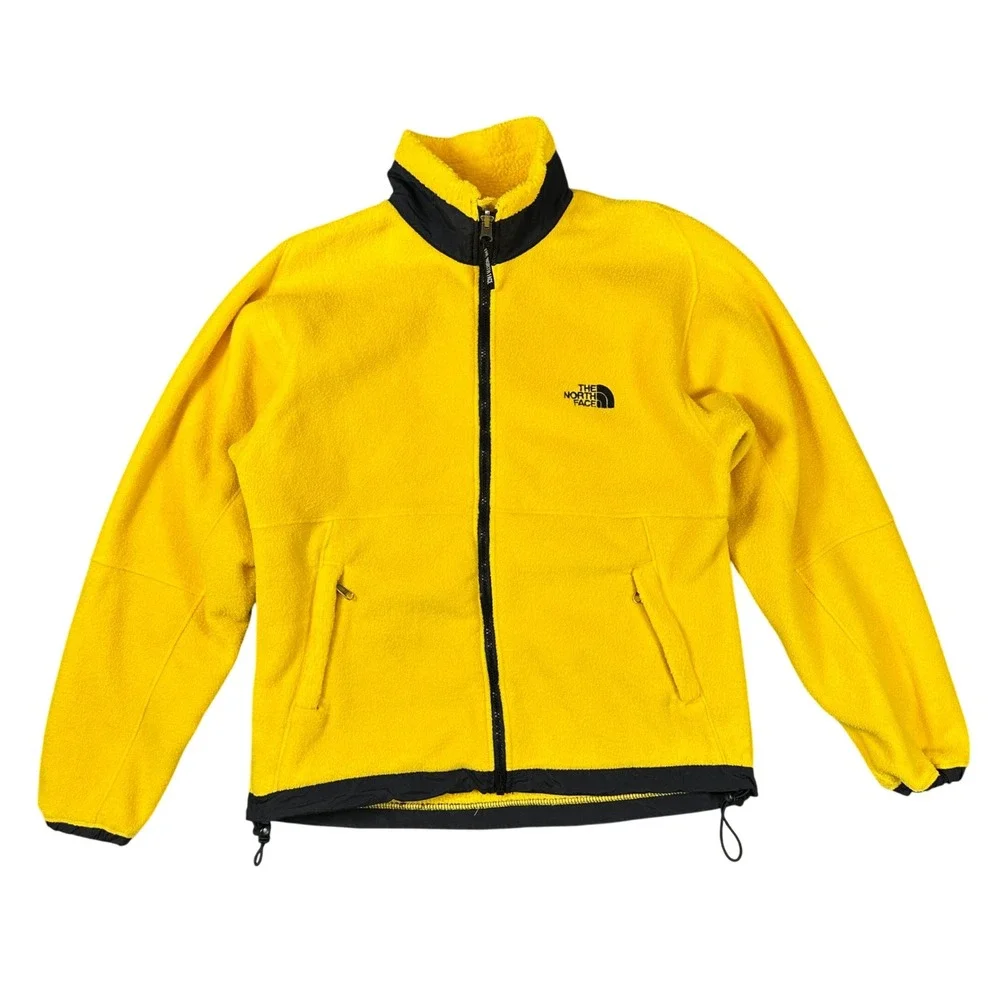 The North Face Denali Fleece Jacket Mens Small Yellow Black Full Zip Pit Zips